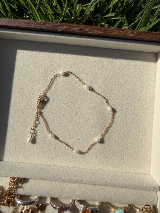 White Rice Pearl Anklet