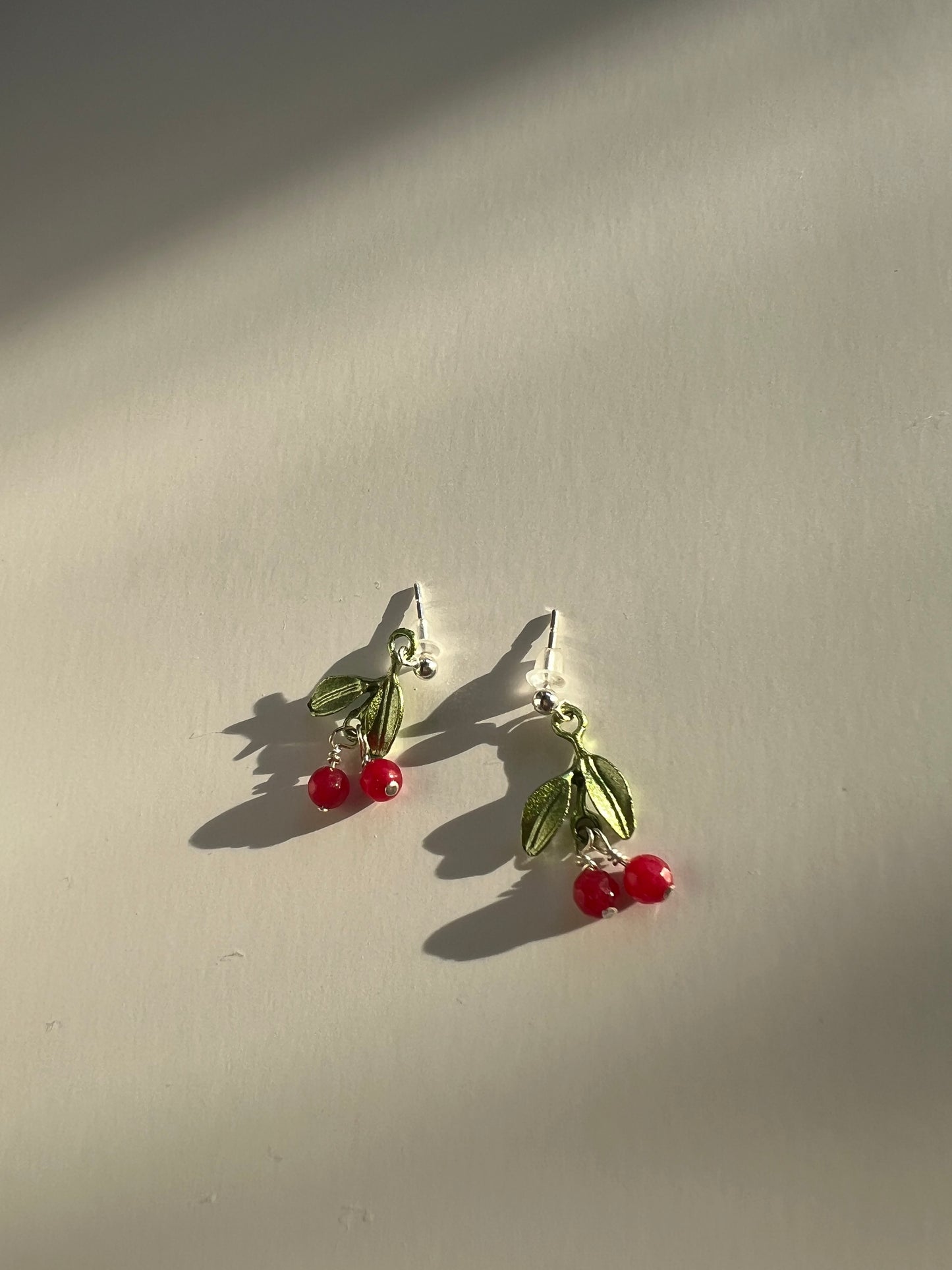 Cherry Me Earrings Silver Studs
